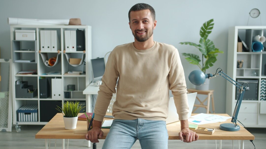 confident professional at desk